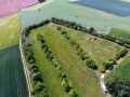 Luftbildaufnahme mit Feldern und Sträuchern