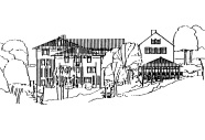 Zeichnung des Hauptgebäudes mit Internat in Starnberg