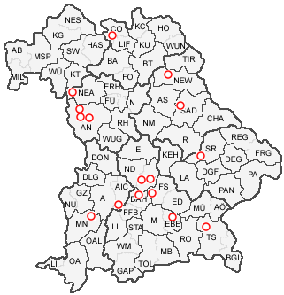Standorte aller Pilot-Biogasbetriebe in Bayern