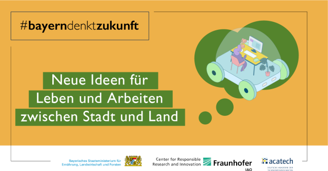 Grafik mit Text: Neue Ideen für Leben und Arbeiten zwischen Stadt und Land