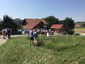Dorf inmitten von Wiesen
