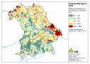 Mittlere Hangneigung der Ackerflächen je Gemeinde in einer Bayernkarte