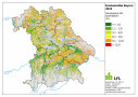 Hangneigung der Ackerflächen in Bayern dargestellt in einer Karte mit hoher Auflösung