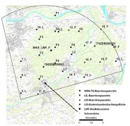 Beprobungspunkte im vermuteten Einflussbereich des PFT Emittenten im Industriepark Gendorf, Bild:LFU