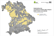 Landkarte von Bayern mit grau und gelb markierten Gebieten
