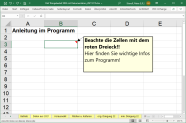 Screenshot: Informationen zur Anwendung des Excel-Programms.