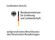 Logo des BMEL mit dem Zusatz "Gefördert durch das Bundesministerium für Ernährung und Landwirtschaft aufgrund eines Beschlusses des Deutschen Bundestages" 