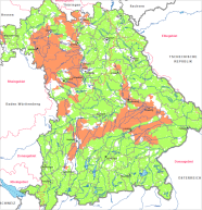 Karte der roten und grünen Gebiete in Bayern