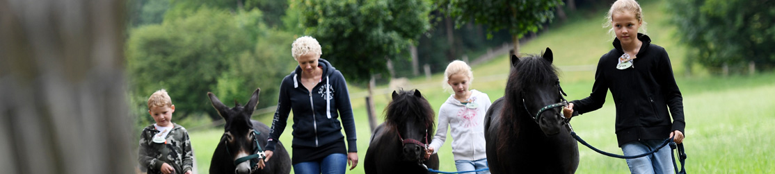 Kinder beim Führen von Ponys