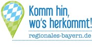 Label regionales-bayern.de mit Logo und Schriftzug Komm hin, wo's herkommt!