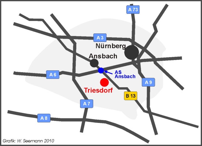 Anfahrtsskizze zum Institut für Ernährungswirtschaft und Märkte in Triesdorf