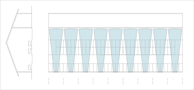 Grafische Darstellung der Anordnung von Ventilatoren in Querausrichtung