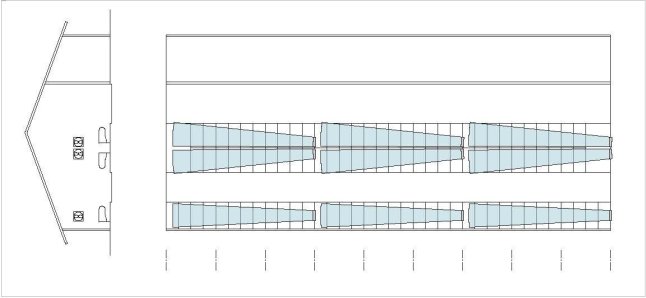 Grafik Anordnung von Ventilatoren in Längsausrichtung