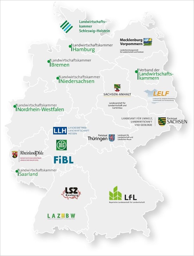 Deutschlandkarte mit den jeweiligen Verbundpartnern der Länder