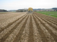 Selbsfahrer beim Strip Tillage zu Mais mit Gülleeinarbeitung.