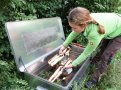 Ablage der Holzstücke in eine Quarantänebox