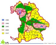 Karte von Bayern: Ausbreitung des Maiszünslers.