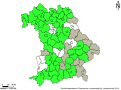 Karte von Bayern mit der Verbreitung von Jakobs-Kreuzkraut im Grünland auf Landkreisebene