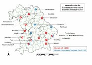 Bayernkarte mit Kennzeichnung der Versuchsorte mit Anbau Silomais