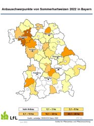 Karte mit Bayern mit Anbauschwerpunkte von Sommerhartweizen 2022