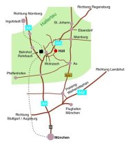 Anfahrtsskizze Wolnzach und Hüll