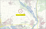 Landkarte mit Kennzeichnung der Versuchsflächen.