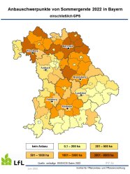 Karte von Bayern mit Anbauschwerpunkten von Sommergerste Ernte 2022