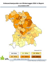Karte von Bayern mit Anbauschwerpunkten von Winterroggen 2024