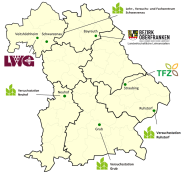 Bayernkarte mit Standorten und Logos