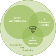 Schaubild mit überlagernden Kreisen zur Darstellung der Zuchtziele und deren Wichtigkeit