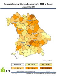 Karte von Bayern mit Anbauschwerpunkten von Sommerhafer Ernte 2023			