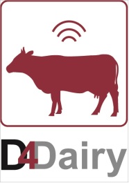 D4Dairy Logo Kuh in rot mit Signal-Symbol