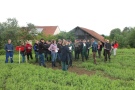 Menschen stehen auf einem Feld