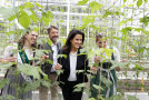 fL-Präsident Sedlmayer und Landwirtschaftsministerin Kaniber mit Hopfen- und Bierkönigin