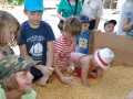 Kinder erkunden die Schatzkiste mit Maiskörnern